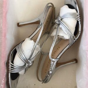 Claudia Ciuti silver sandals in 3 inch heels
